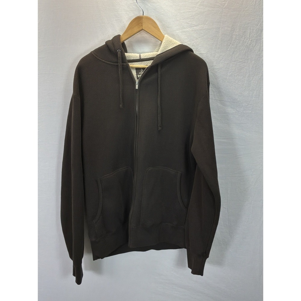 New Prana Hoodie Sweatshirt Mens XL Brown Full Zip Pockets Logo Outdoor Casual